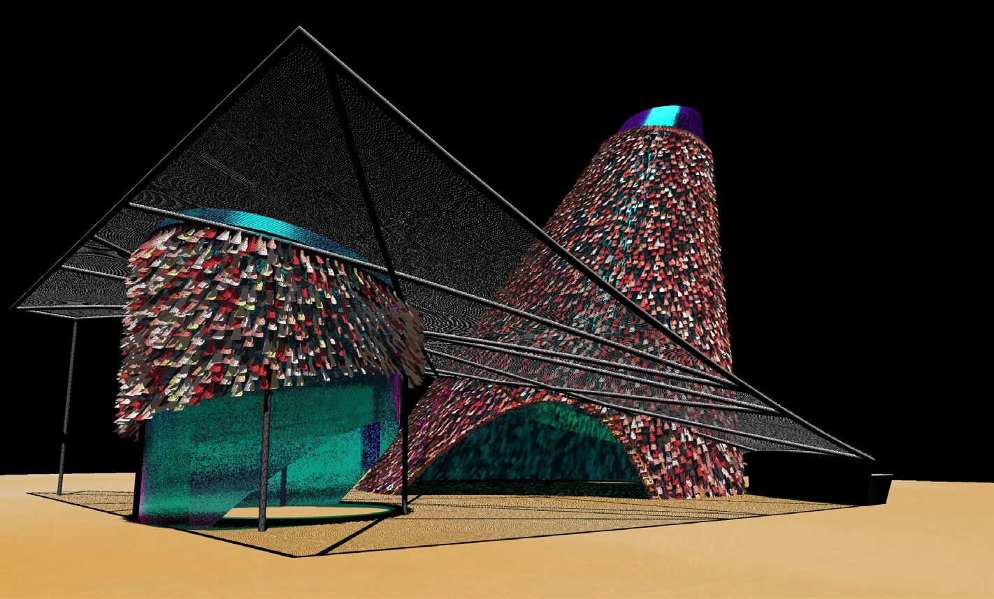 Husk Away — render exterior pabellón